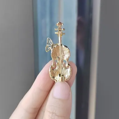 Colorful Violin Butterfly Lapel Brooch 